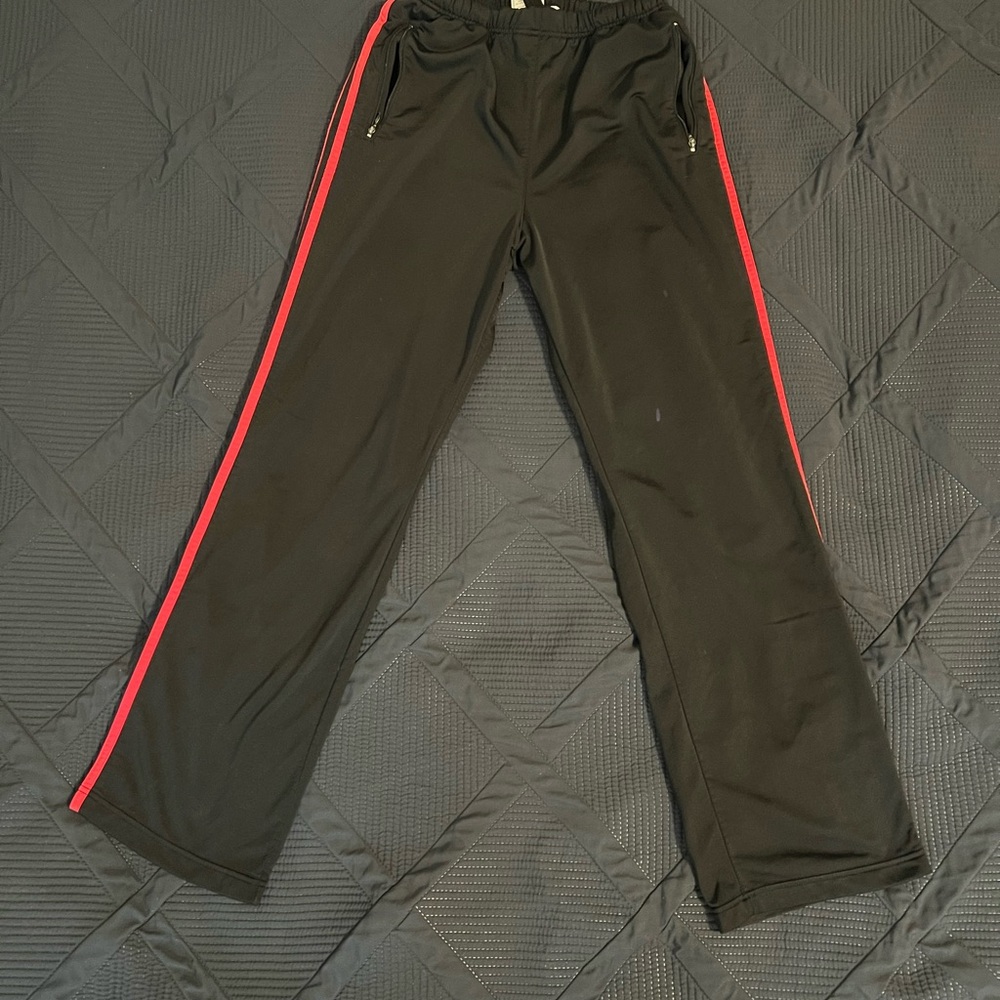 adidas Black Sweatpants with Red Stripes